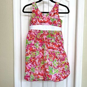 Lilly Pulitzer Girls Bubble Hem Pink Cat Dress